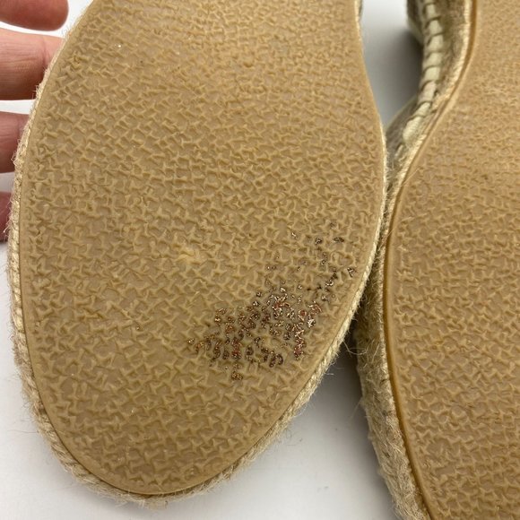 Clara Duran Reversible sequin espadrilles size 39 9 US Spain White gold leather - Picture 11 of 12